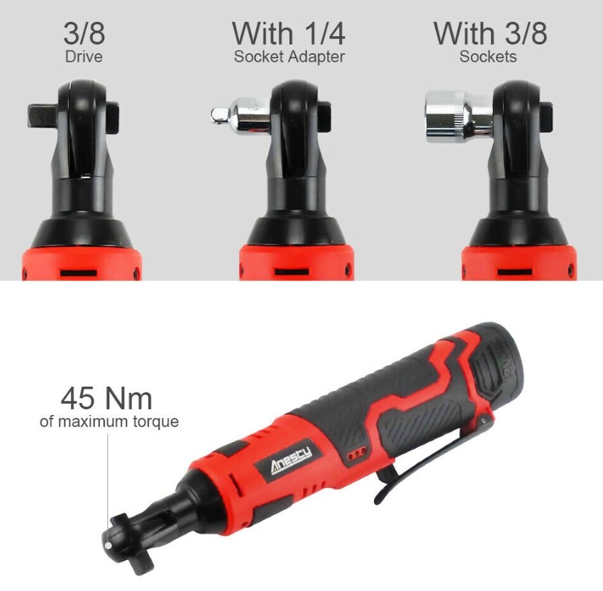 Anesty™ Cordless Electric Ratchet Wrench 3/8" 12V 50Nm - Bootiq