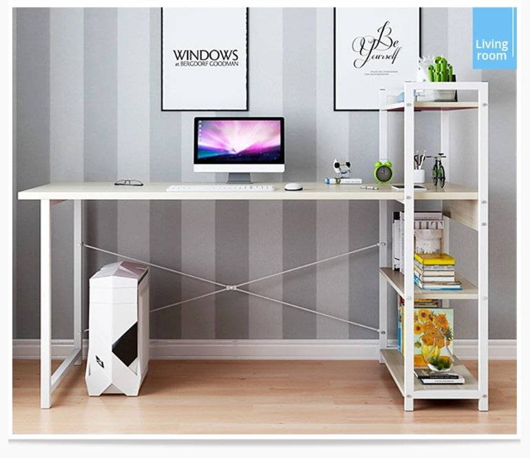 CalmLife™ Computer Desk Laptop H Shape 4 Tiers Bookshelf Home Office - Bootiq