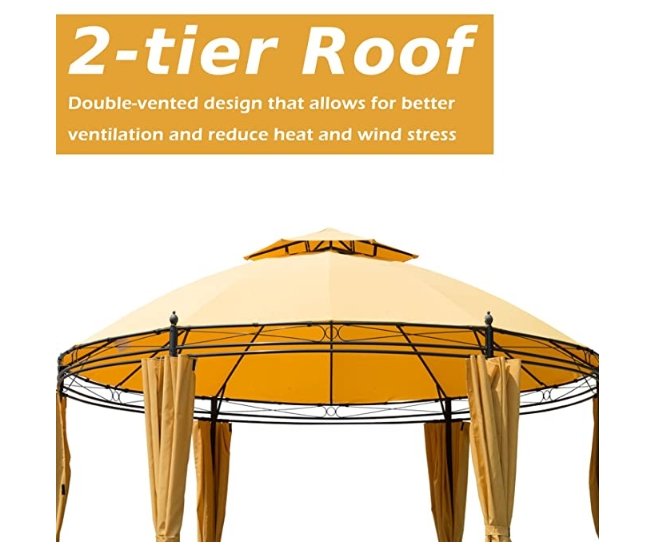 CalmLife™ Patio Gazebo Shelter with Removable Curtains & Anti-UV Canopy - Bootiq