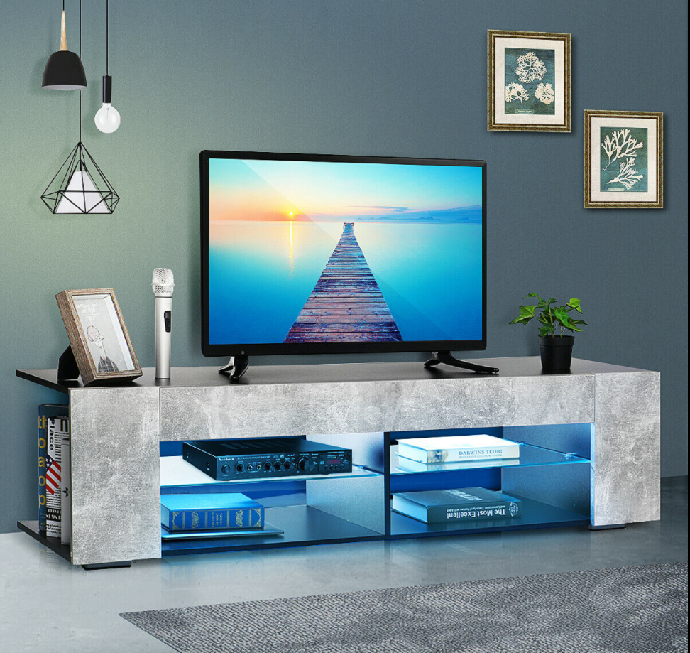 MorphDeco™ TV Stand LED Modern Cabinet 57" Minimalist Living Room Bookshelf Storage