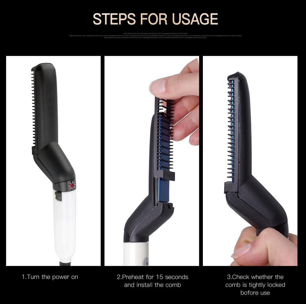 BoGos™ Beard Straightener and Hair Comb Brush Multifunctional Straightening Comb Curler Hair Styler For Men - Bootiq