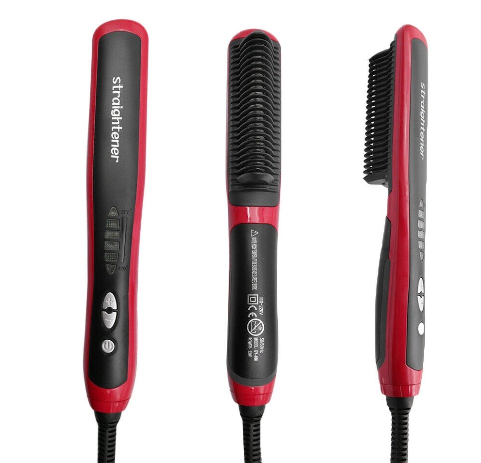 BoGos™ Hair Straightener Beard Styling Hot Comb Curling and Straightening Brush for Women Man