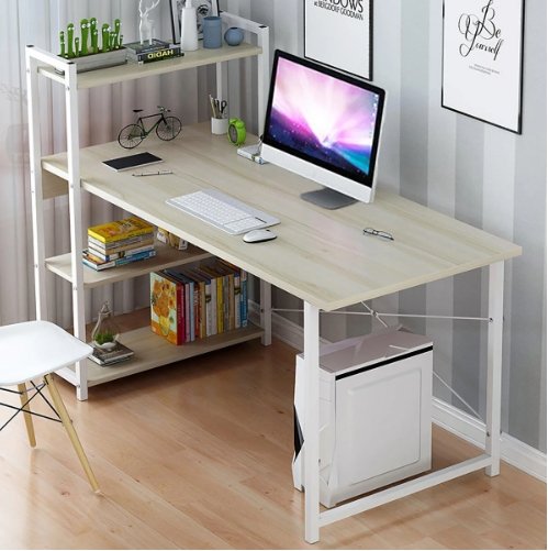 CalmLife™ Computer Desk Laptop H Shape 4 Tiers Bookshelf Home Office