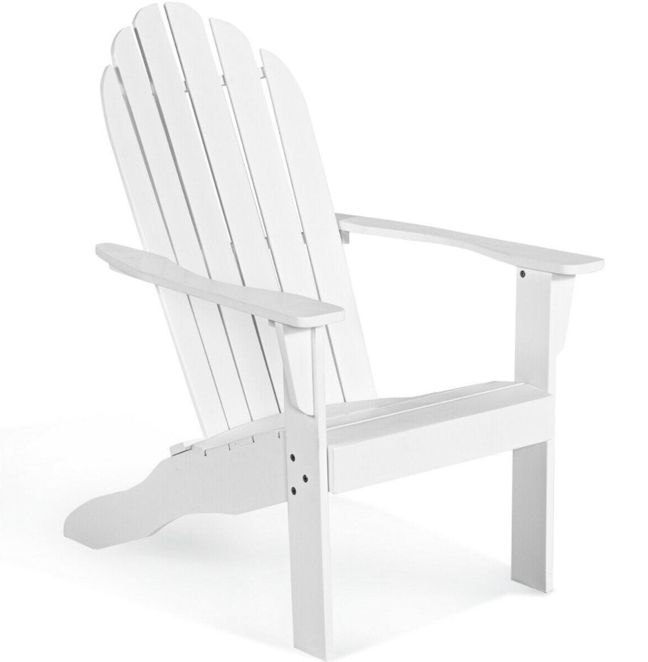 CalmLife™ Outdoor Adirondack Chair Solid Wood Durable Patio Garden Furniture White