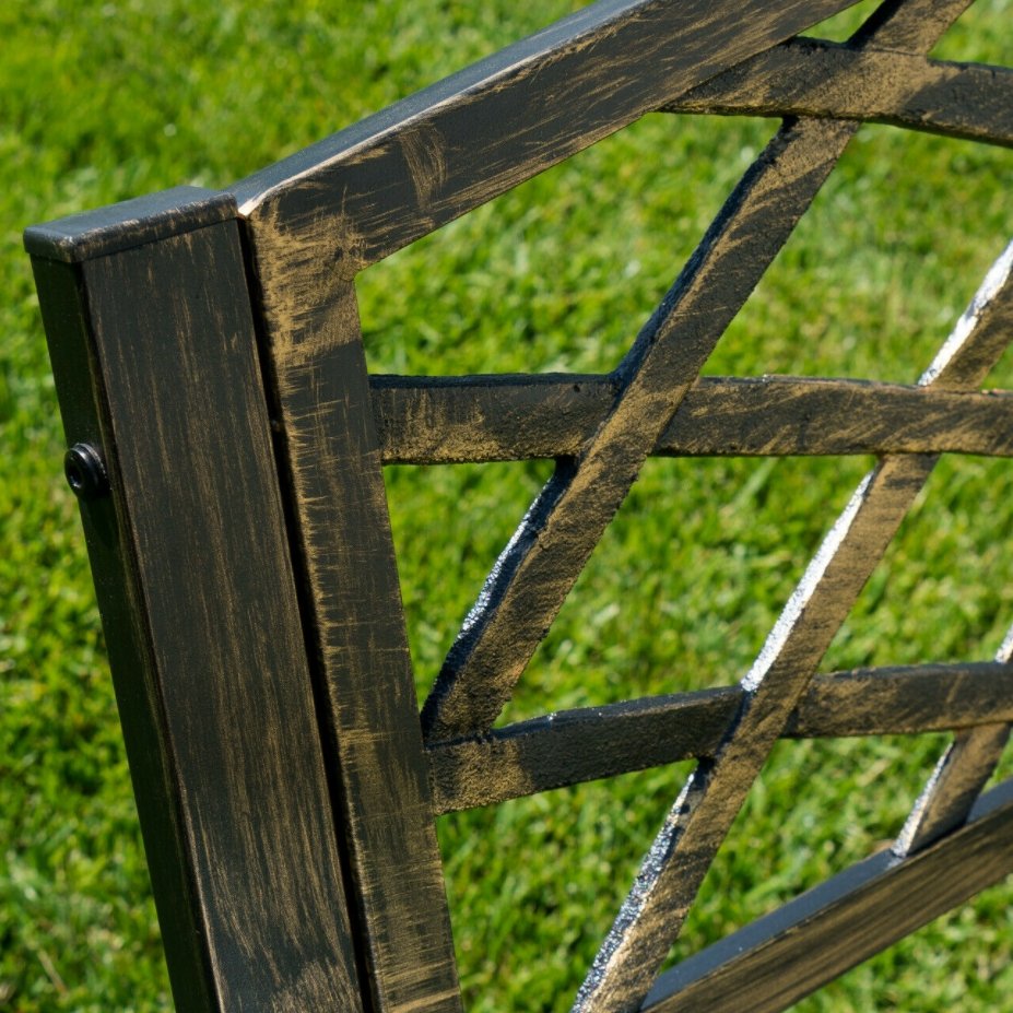 CalmLife™ Outdoor Bench Patio Chair Metal Garden Furniture Deck Backyard Park Porch Seat - Bootiq