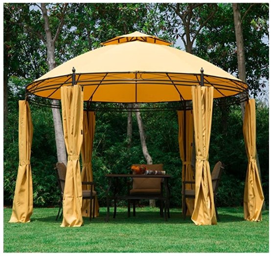 CalmLife™ Patio Gazebo Shelter with Removable Curtains & Anti-UV Canopy