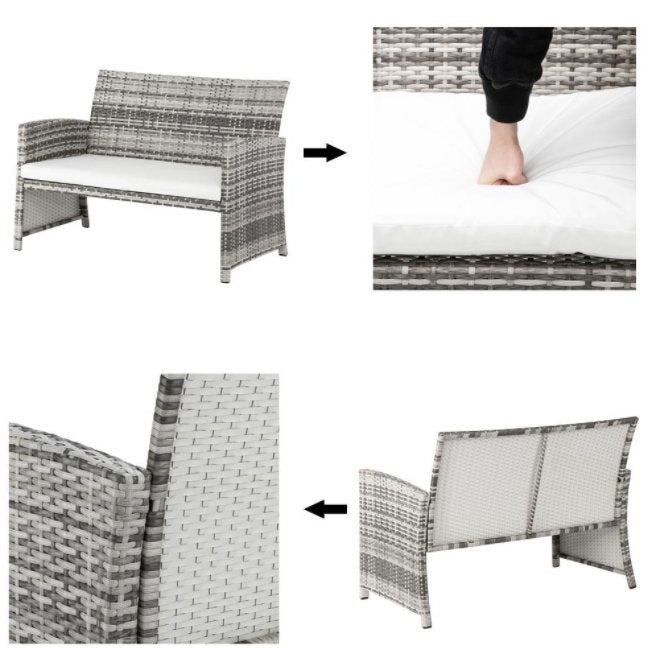 CalmLife™ Wicker Patio Furniture Outdoor Rattan Set Sofa Table - Bootiq