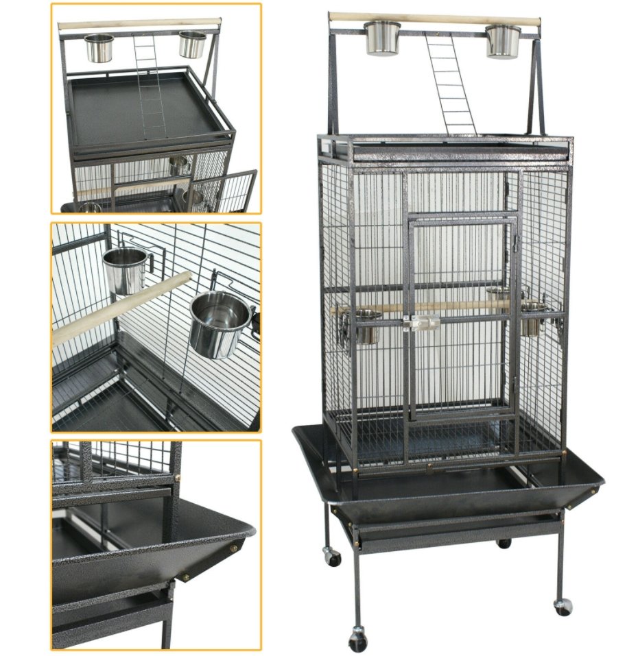 CleanPet™ Large Bird Cage Aviary Parrot With Open PlayTop Cockatiel Macaw Conure Finch - Bootiq