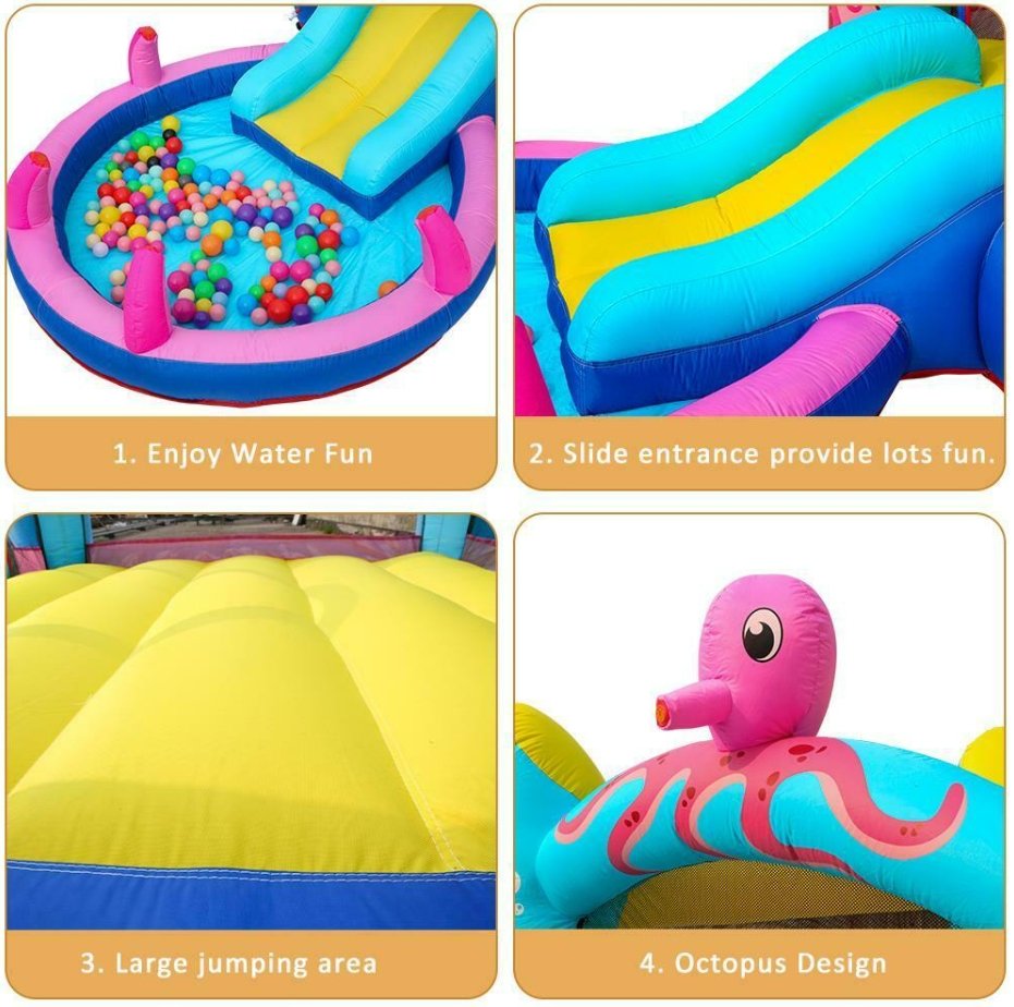 Funtastiq™ Inflatable Bounce House Kids Jump Castle Water Slide Pool with Air Blower - Bootiq