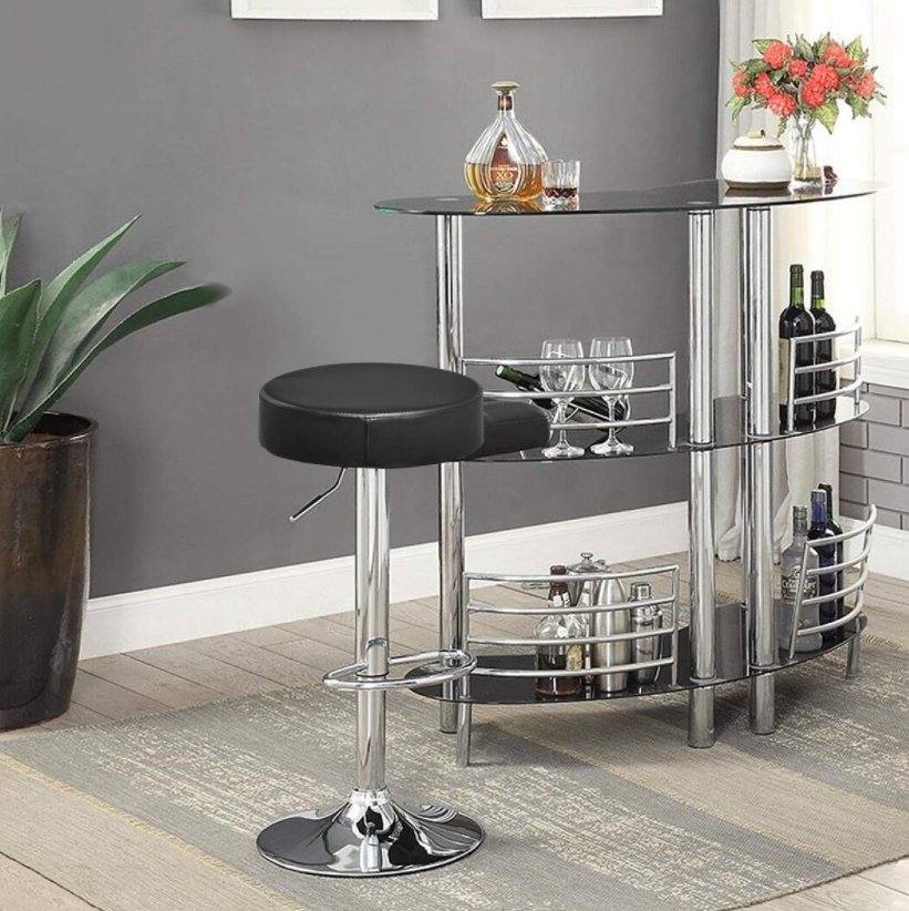 GyDesign™ Modern Bar Stool for Kitchen Bar Adjustable Leather Seat Chrome and Hydraulic - Bootiq