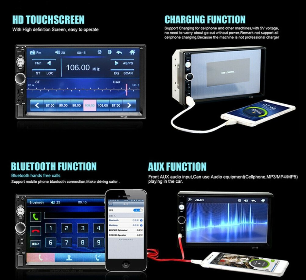 iMars™ Car MP3 Player USB Car MP5 Player Stereo Radio FM Bluetooth Touch Screen - Bootiq