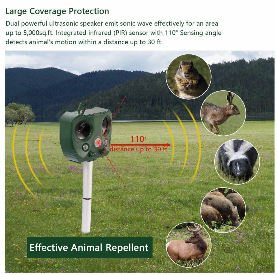 iMounTEK™ Animal Repellent Pest Repeller Outdoor Solar Ultrasonic Cat Dog Fox - Bootiq