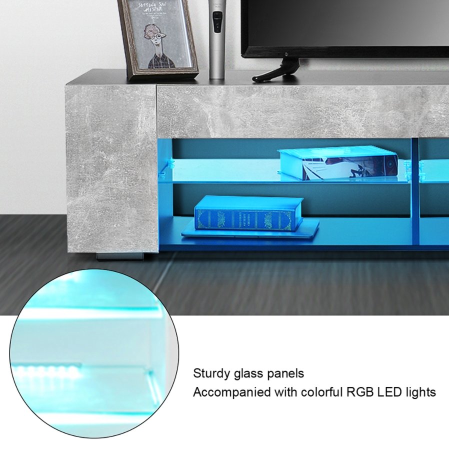 MorphDeco™ TV Stand LED Modern Cabinet 57" Minimalist Living Room Bookshelf Storage - Bootiq
