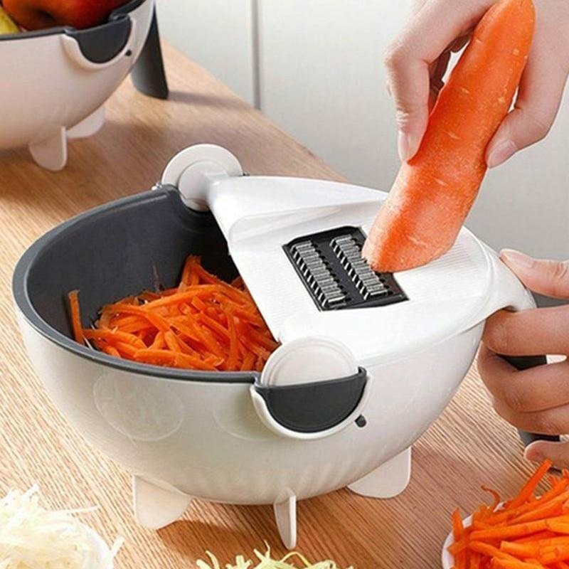 Myvit™ Vegetable Slicer Mandoline 9 in 1 Potato Slicer Peeler Carrot Onion Grater Cutter with Strainer - Bootiq