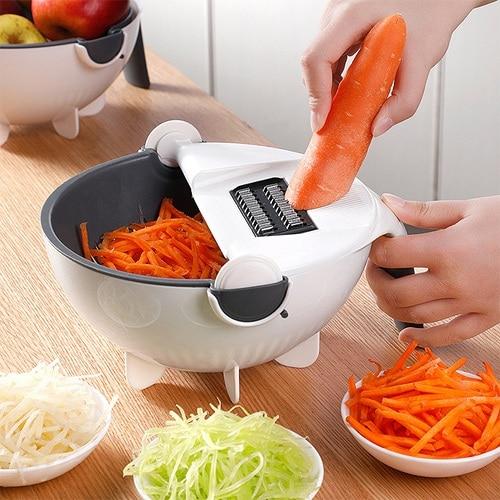Myvit™ Vegetable Slicer Mandoline 9 in 1 Potato Slicer Peeler Carrot Onion Grater Cutter with Strainer - Bootiq