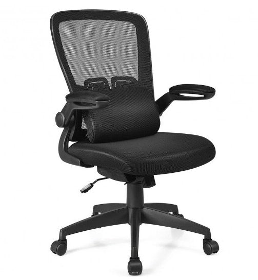 OfficeQ™ Office Chair With Folding Arms Lumbar Support Ergonomic Computer Office Chair
